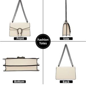 Printed Leather Messenger Bag Chain Strap, faux leather,